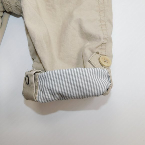 Oshkosh B'gosh Baby Boys 6-9 Months Tan  Stripe Lined Overalls with Roll Up Cuff - Picture 6 of 14